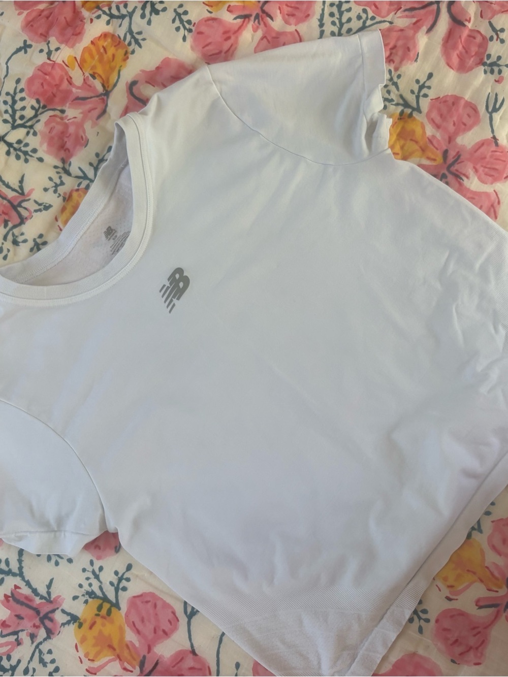 New Balance White Crewneck Athletic Tee